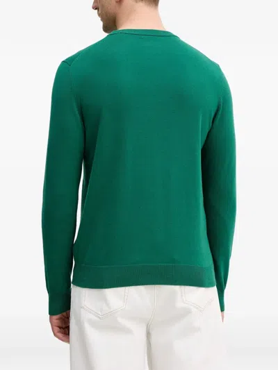 Gant Shield-embroidered Crew-neck Sweater In Green