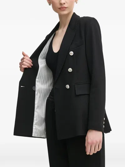 Marc Aurel Button Double-breasted Blazer In Black