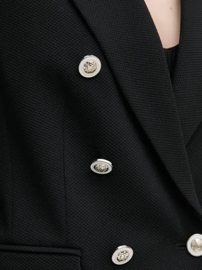 Marc Aurel Button Double-breasted Blazer In Black