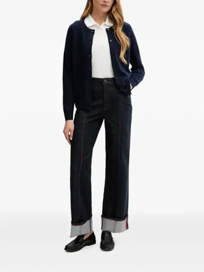 Mos Mosh Button Cuffed Jeans In Blue