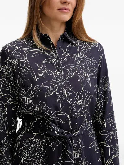 Gant Floral-print Belted Midi Dress In Blue