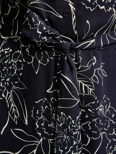 Gant Floral-print Belted Midi Dress In Blue