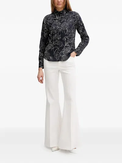 Gant Regular Fit Floral Print Cotton Silk Shirt In Blue