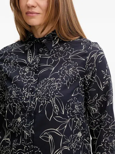 Gant Regular Fit Floral Print Cotton Silk Shirt In Blue