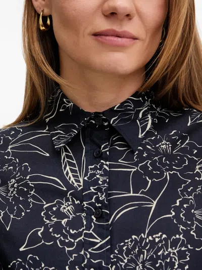 Gant Regular Fit Floral Print Cotton Silk Shirt In Blue