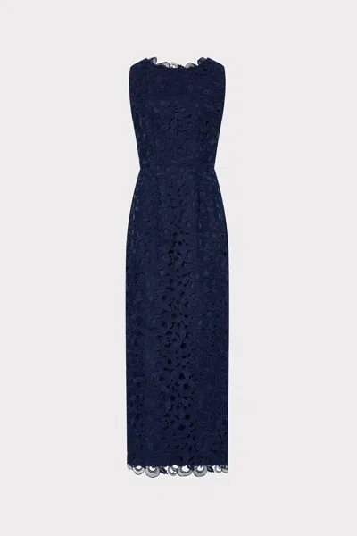 Milly Molly Lace Gown Maxi Dress In Blue
