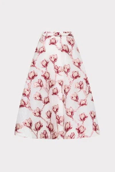 Milly Noella Belted Textured Floral Maxi Skirt In Multi
