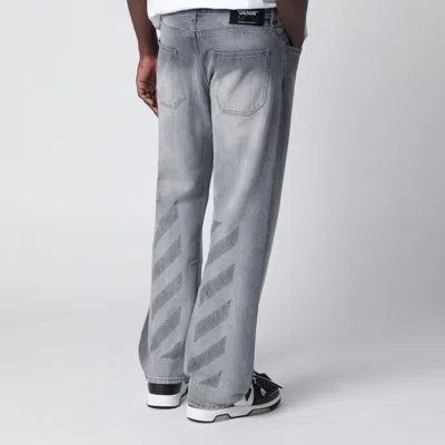 Off-white Grey Washed-effect Jeans In Gray