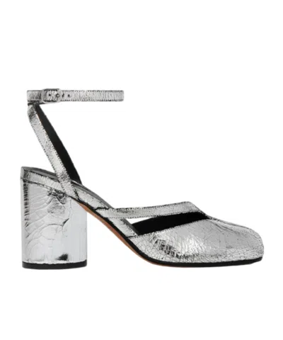 Maison Margiela Tabi Broken Mirror Leather Split-toe Pumps In Metallic