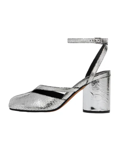 Maison Margiela Tabi Broken Mirror Leather Split-toe Pumps In Metallic