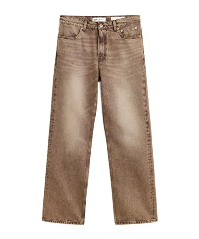 Our Legacy Denim Trousers Faded Effect Belt Loops Five Pockets In Brown