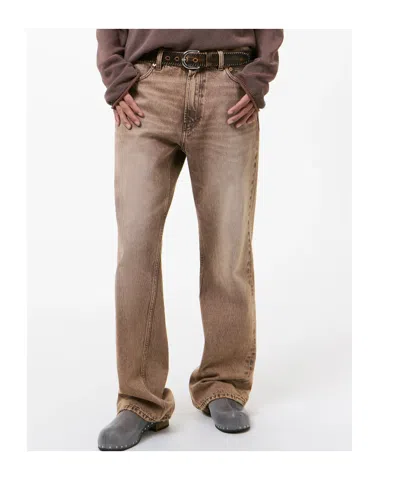 Our Legacy Denim Trousers Faded Effect Belt Loops Five Pockets In Brown