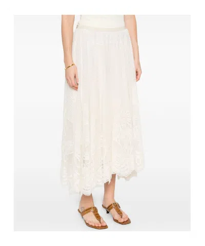 Fabiana Filippi Lace Asymmetric-hem Midi Skirt In Neutral