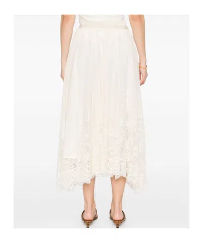 Fabiana Filippi Lace Asymmetric-hem Midi Skirt In Neutral