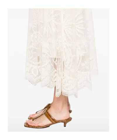 Fabiana Filippi Lace Asymmetric-hem Midi Skirt In Neutral