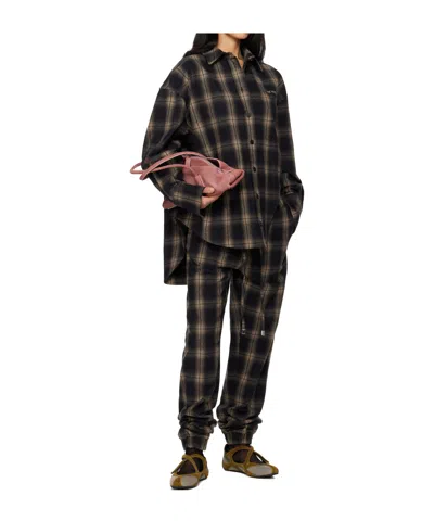Attico Brushed Check-pattern Trousers In Multi