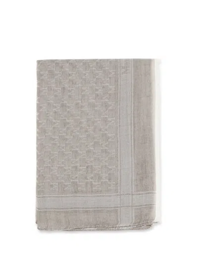 Max Mara Logo Pattern Scarf In Gray