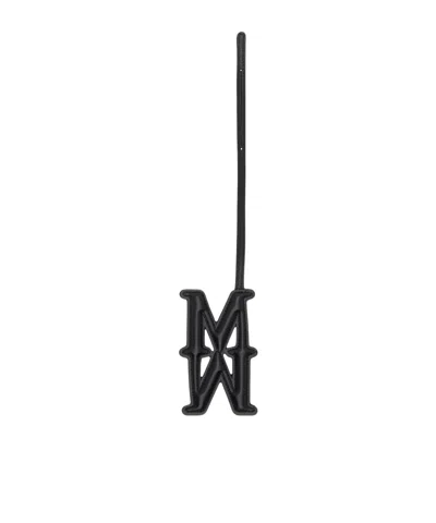 Max Mara Black Calf Leather Bos Taurus Keychain In Black