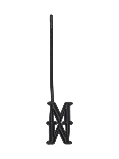 Max Mara Black Calf Leather Bos Taurus Keychain In Black