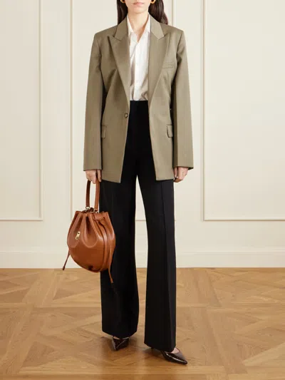 Ferragamo Hug Buckle Leather Bucket Bag In Brown