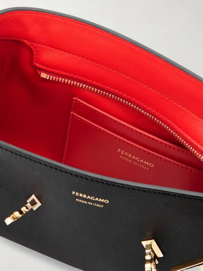 Ferragamo Small Structured Shoulder Bag With Adjustable Strap In Orange