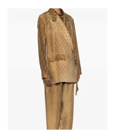 Uma Wang Khloe Wrap Jacket Floral Pattern Pockets In Brown