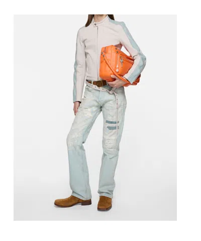 Acne Studios Distressed-details Jeans In Animal Print