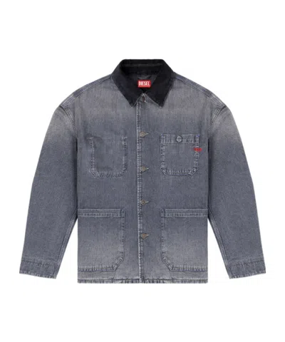 Diesel Mens 07 D-stack-u-l Faded Denim Jacket In Blue