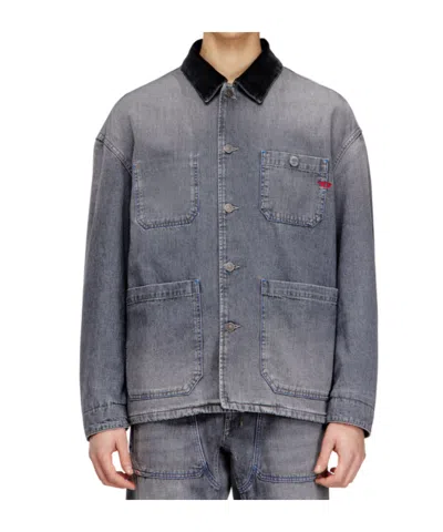 Diesel Mens 07 D-stack-u-l Faded Denim Jacket In Blue