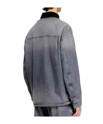 Diesel Mens 07 D-stack-u-l Faded Denim Jacket In Blue