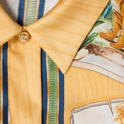 Gucci Bicolor Silk Pattern Shirt In White