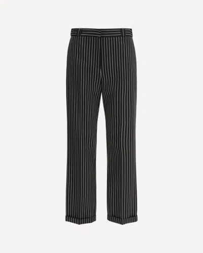 Tom Ford Women Navy Blue Wool Striped Trousers, 28 Luxury Pants For Women Darveys In Black