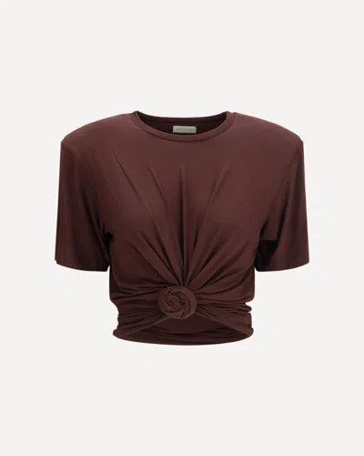 Magda Butrym Short Sleeve Knot Detail T-shirt In Brown