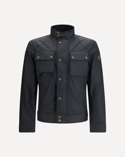 Belstaff Mens Dark Navy Racemaster High-neck Waxed-cotton Jacket In Blue