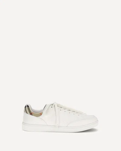 Burberry White Calf Leather Bos Taurus Low Top Sneakers