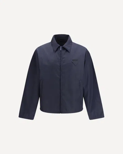 Prada Blue Nylon Shell Jacket In Blue