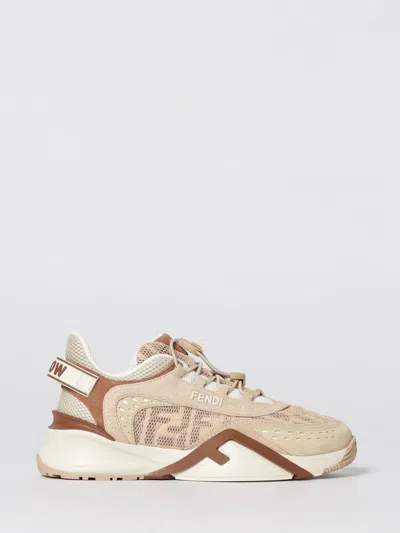 Fendi Mesh Flow Sneakers Perforated Design Pull Tab In Neutral