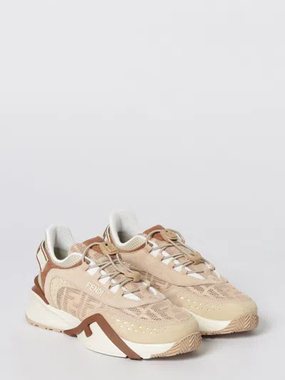 Fendi Mesh Flow Sneakers Perforated Design Pull Tab In Neutral
