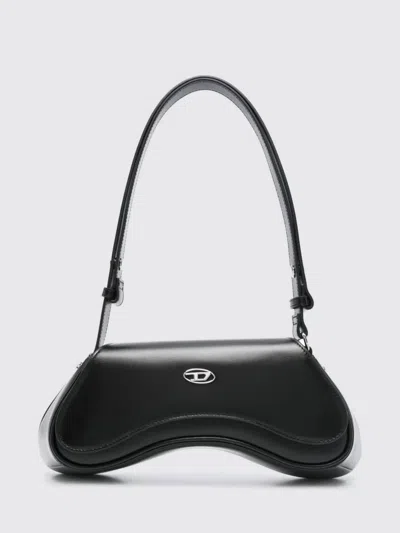 Diesel Play Logo Plaque Shoulder Bag In Black