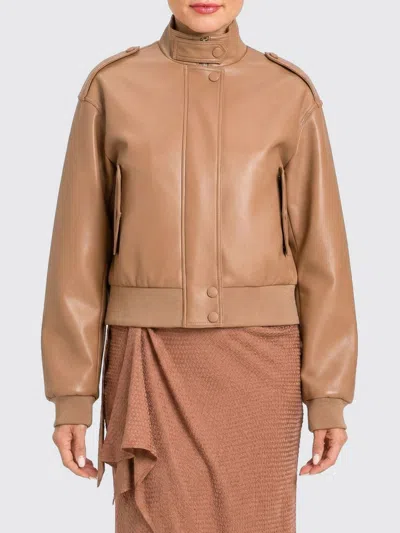 Twinset Buttoned Bomber Jacket In Brown