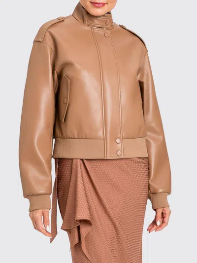 Twinset Buttoned Bomber Jacket In Brown