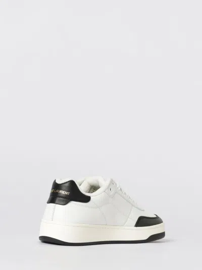 Saint Laurent White And Black Leather Sneakers In Multi