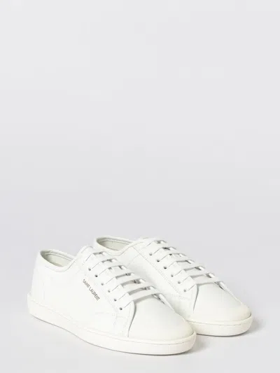 Saint Laurent Gym Low Logo-print Leather Sneakers In White
