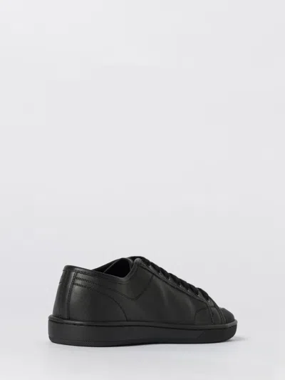 Saint Laurent Leather Sneakers With Almond Toe And Perforated Style In Black