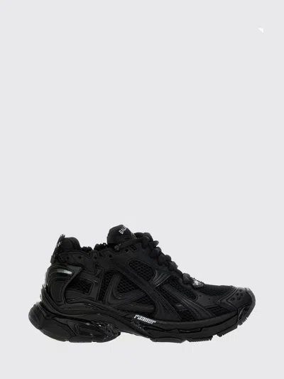 Balenciaga Men Runner Mesh And Leather Sneakers In Black