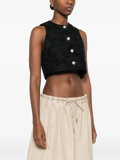 Sandro Button-embellished Top In Black