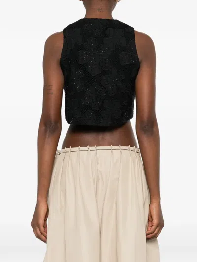 Sandro Button-embellished Top In Black