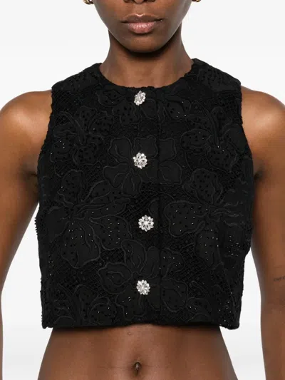 Sandro Button-embellished Top In Black