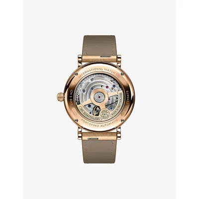 Iwc Schaffhausen Portofino 37mm Silver-plated 18ct 5n Gold And Leather Automatic Watch In Gold