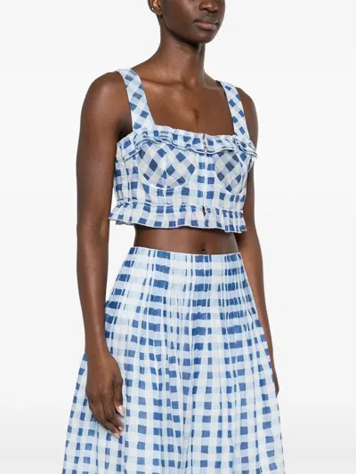 Sandro Check-pattern Top In Blue